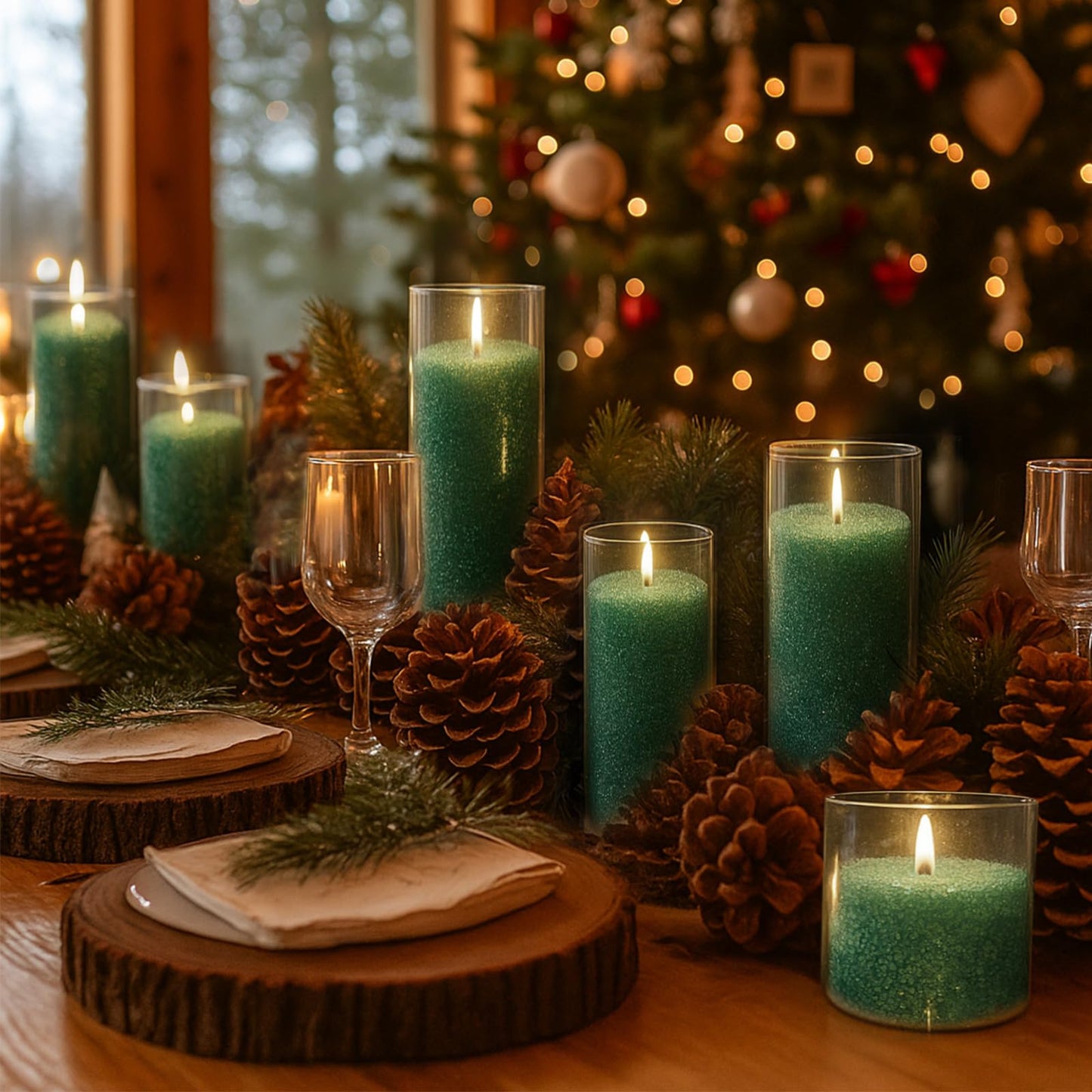 Conelist 2.2 lb Fir Scented Pearled Candle Sand Wax Set Customized Powder Making Candles Refill Kit Palm Wax All Natural Non Toxic with 20 Wicks for Christmas Gifts DIY(Green)