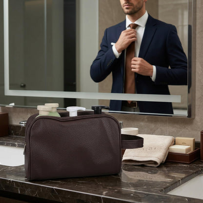 6 PCS Leather Toiletry Bag Bulk, Personalized Toiletry Bag for Men PU Leather Groomsmen Bags Waterproof Travel Toiletries Bags Large Capacity for Organization of Toiletries and Cosmetics-3 Colors