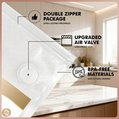 Reusable Vacuum Sealer Bags for Food: 30Pcs BPA-Free Reusable Vacuum Seal Bags with Air Valve & 2 Seal Clips, Plastic Clear Freezer Safe Vacuum Food Storage Bags, Microwaveable Seal Bags for Kitchen