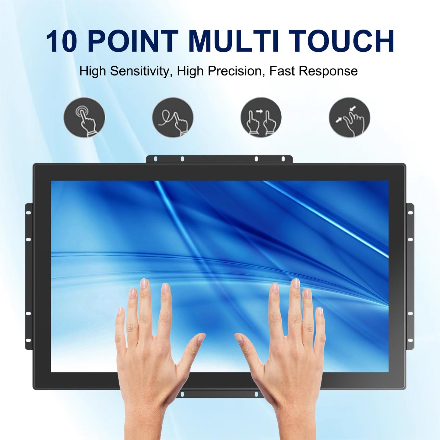 Bosunre 21.5 Inch FHD Capacitive Touch Screen Monitor,10-Point Multi-Touch Industrial Display with HD-MI,VGA,VESA Mounting Open Bracket Installation,Open Frame Touch Monitor