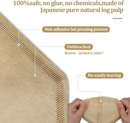 #4 Cone Coffee Filter 8-12 Cup, 200 Count Unbleached Natural Paper, No Blowout, Disposable for Pour Over and Drip Coffee Maker