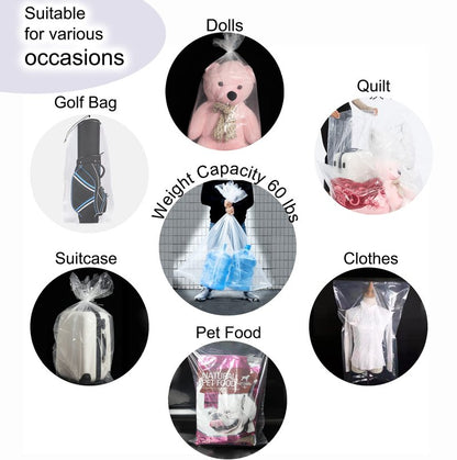 2 Pack Golf Bag Cover, 31x62 inches Extra Large Clear Drawstring Dust Covers Plastic Storage Bags, Good for Household Organizing Reusable