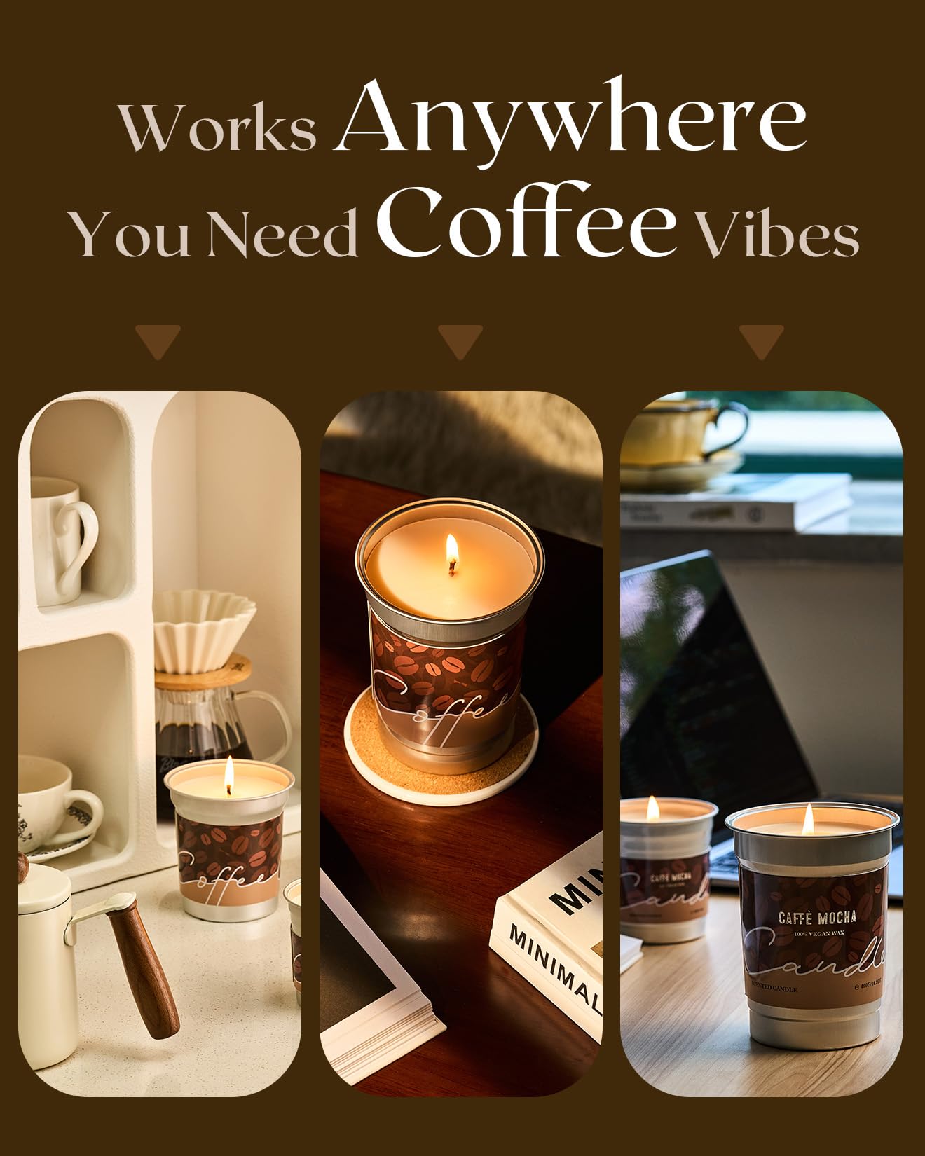 M&SENSE Hot Chocolate Scented Candles, Soy Wax 16.2oz