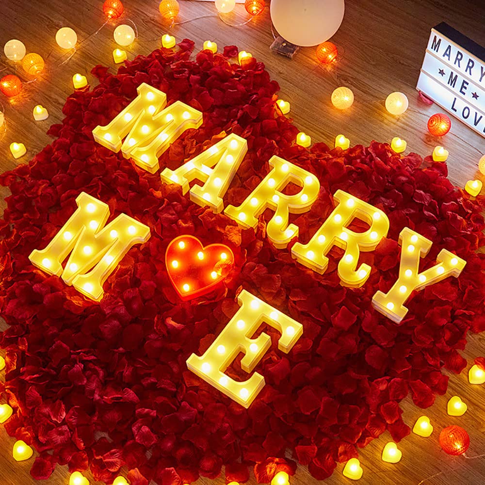 1000 Pieces Artificial Red Rose Petals with 24 Pieces Heart Romantic Flameless LED Tea Light Candles for Special Night, Love Candle for Valentine's Day, Anniversary Decorations, Party Decor