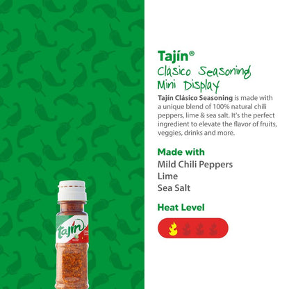Tajin Clásico Seasoning, Mini Display Pack of 40 Portable Bottles, Authentic Mexican Chili Lime Spice Blend for Fruit, Snacks, Tacos, and Cocktails, Zesty Flavor Enhancer, 0.35 oz (Pack of 1)