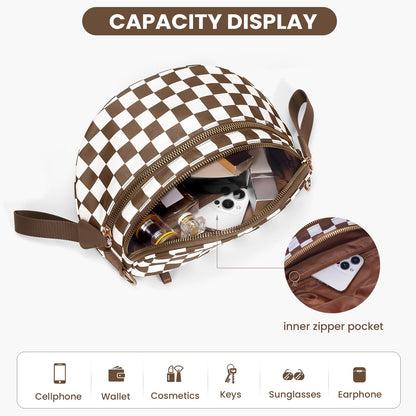 Checkered Crossbody Bum Bags for Women Nylon Checkered Purse Checkerboard Fanny Pack