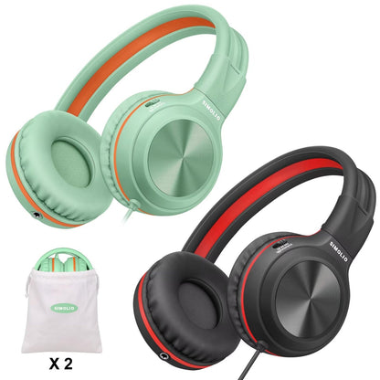 SIMOLIO 2 Pack Headphones for Laptop, Computer, Cell Phone & Tablet with 3.5mm Jack, Adults & Kids Headphones Wired, Plug in Head Phones for Laptop,Travel with Aux 3.5 mm Jack