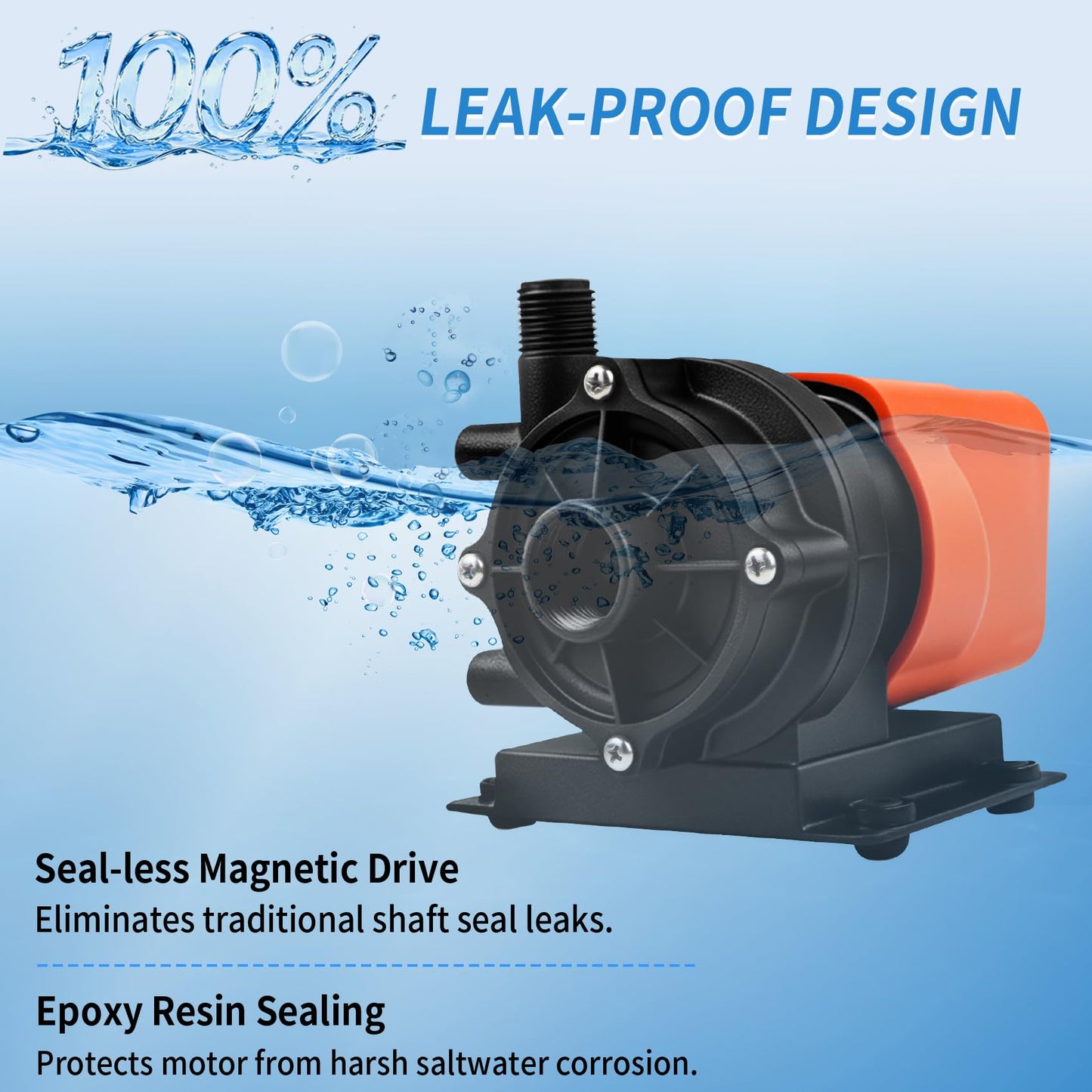 Marine AC Pump 500GPH 115V, Marine AC Water Pump, Magnetic Drive Seawater Circulation Pump Compatible with Dometic, Webasto, Cruisair and Marine Air Systems up to 24000 BTU, with Run-Dry Protection