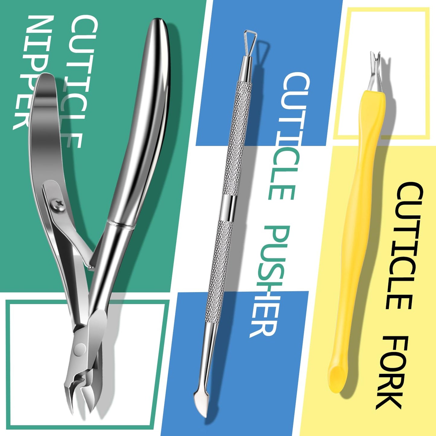 TsMADDTs Manicure Tools Kit Nail Care Kit with 3PCS Files, 2PCS Buffer Blocks, 2PCS Polishing Buffers, Cuticle Nipper, Pusher and Cuticle Oil