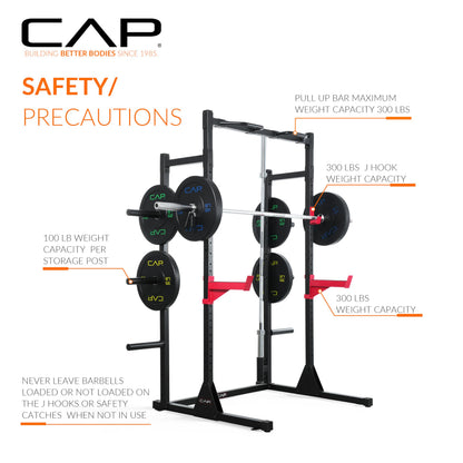 Cap Power Rack with Pull Up Bar & Attachments - Squat Rack & Strength Training Power Cage for Home Gym - Green