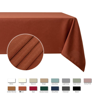 maxmill Fall Tablecloth Stain Resistant Waterproof Wrinkle Resistant Spillproof Washable Soft Slubby Textured Table Cloth for Dining Room, Harvest Thanksgiving Dinner, Rectangle 60 x 140 Inch, Rust