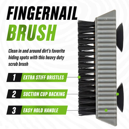 Grip Clean Squeeze Bottle & Brush Combo - Heavy-Duty Degreaser Hand Cleaner & Nail Brush Set - Tackle Grease, Oil, & Grime with Natural Pumice Soap & Nail Cleaning Scrub for Clean Hands & Nails
