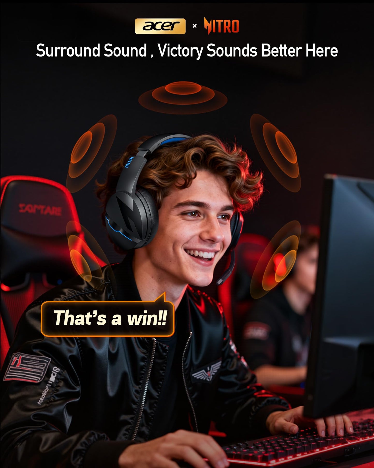Acer 2.4GHz Flex Wireless Gaming Headset | Non-Stop 100H Battery | Dynamic 50mm Drivers | Clear Voice Mic | Bluetooth5.3, 3.5mm | Gaming Headphones for PC, PS4, PS5