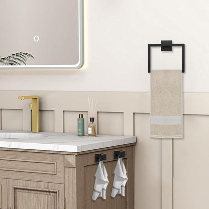 JOPOFI 5 Piece Bathroom Towel Bar Set - Matte Black SUS304 Stainless Steel Wall Mounted Towel Racks, 15.7 Inch