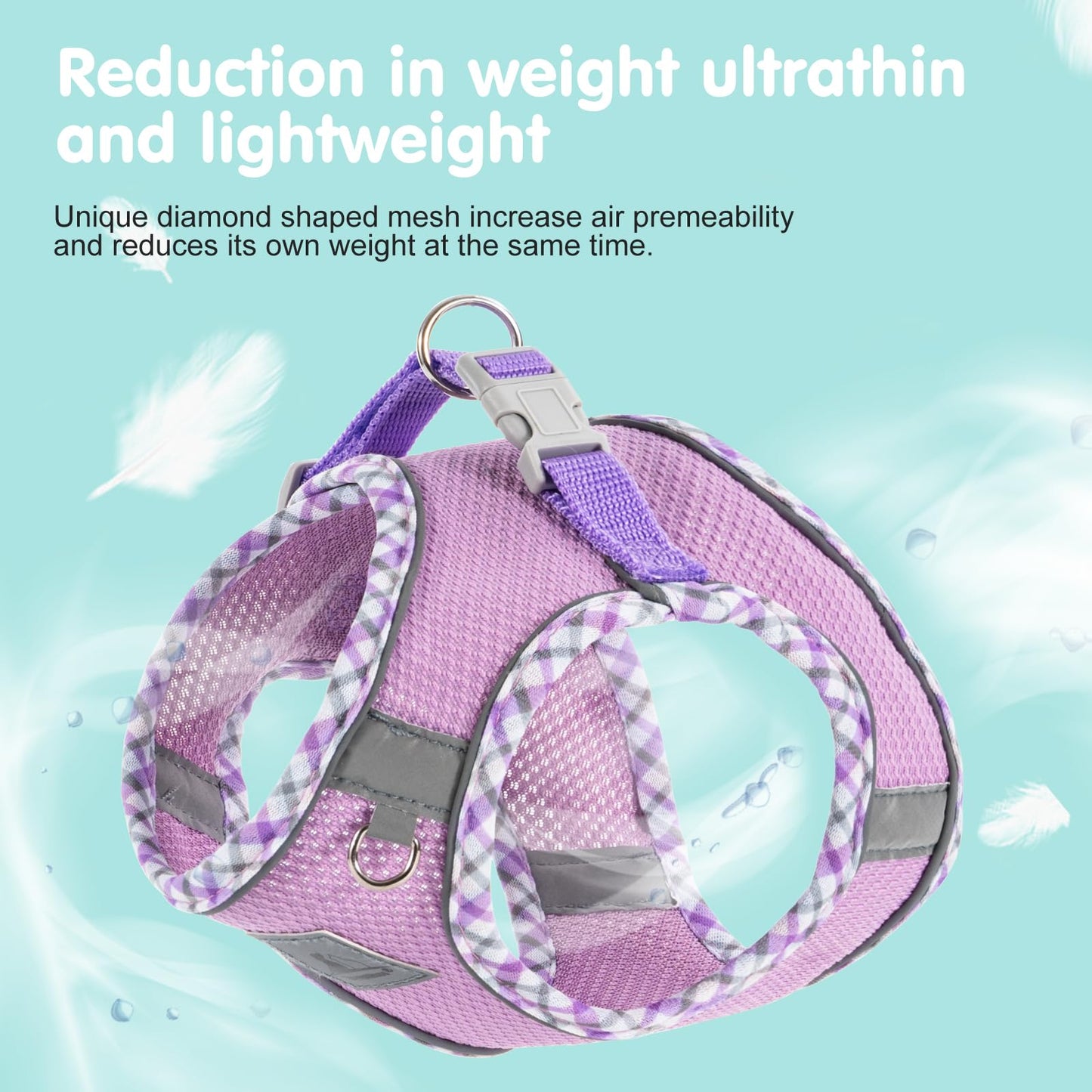 TomteNisse Dog Harness & Leash Set - No Pull Soft Breathable Small Dog Harness, Adjustable Reflective Step-in Vest for Puppy, Kitten, Cats