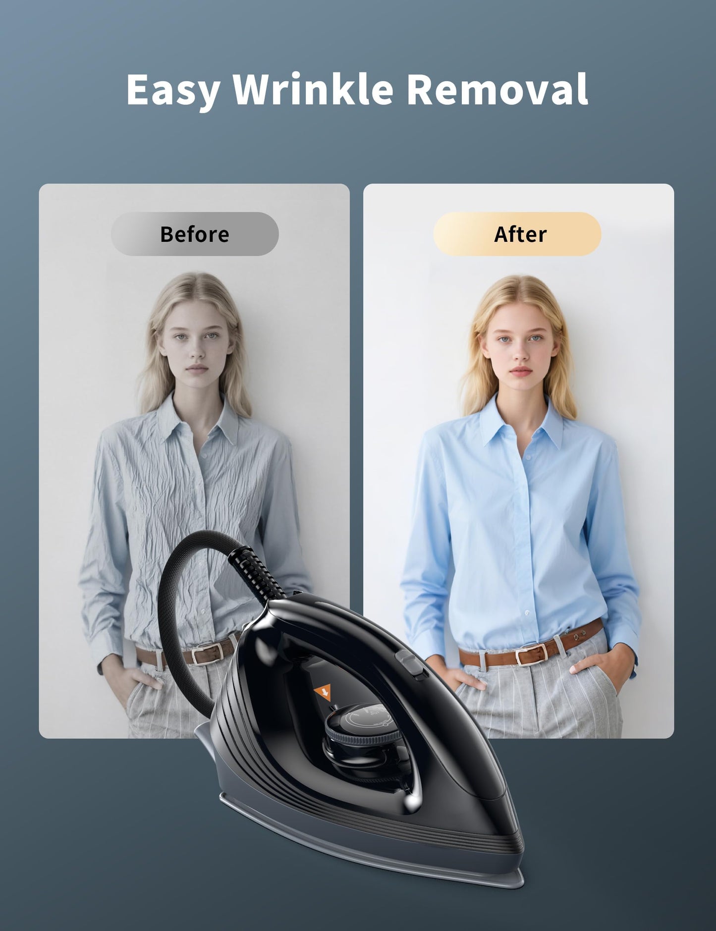 Sundu Steam Iron for Clothes with Rapid Heating Ceramic Coated Soleplate, 1500W with Precise Thermostat Dial, Self-Cleaning, Auto-Off, 44oz Water Tank for Home Clothes Ironing Use,Space Black