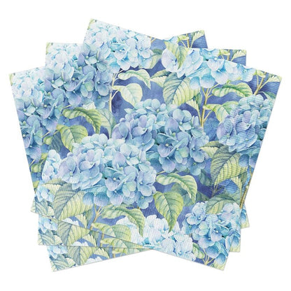 Decoupage Napkins 40 Pack | Blue Hydrangea Paper Napkins for Crafts | 3-Ply Decorative Napkins | Coastal Floral Napkins for Decoupage, Party, Beach, Wedding | Servilletas para Decoupage (Cocktail)