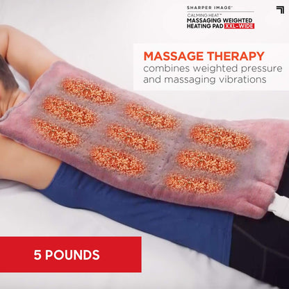 Calming Heat Massaging Weighted Heating Pad by Sharper Image- Electric Heating Pad with Massaging Vibrations, Auto-Off,12 Settings- 3 Heat, 9 Massage- 27 Relaxing Combinations, 12” x 24”, 4lbs