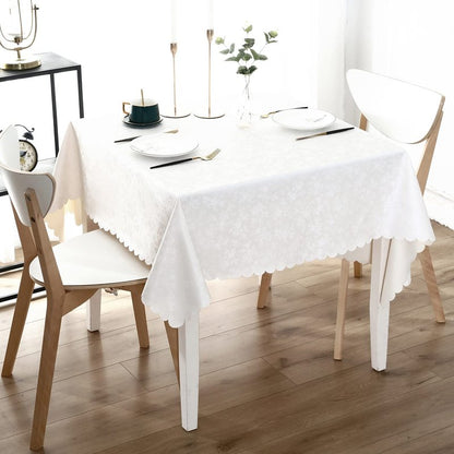 Smiry Square Table Cloth, Waterproof Heavy Duty Vinyl Tablecloths, Wipeable Washable Table Cover for Kitchen and Dining Room (White, 70" x 70")