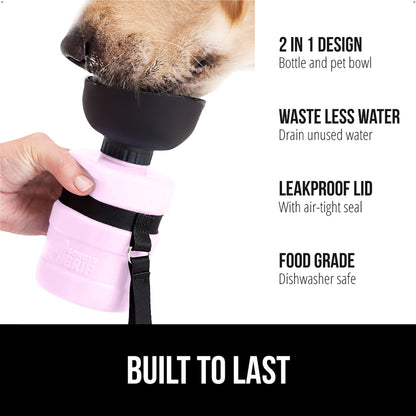 GORILLA GRIP Dog Water Bottle, Portable Water Bowl Dispenser for Dogs, 20 oz Leak Proof Pet Travel Squeeze Bottles, Food Grade Silicone, to Go Puppy Essentials, Hiking Camping Trip Accessories, Black