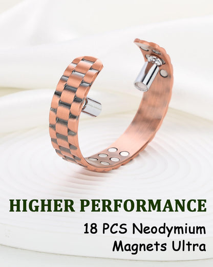 MagEnergy Copper Bracelet for Men, 18X Strength Magnetic Bracelet with 3800 Gauss Magnets, 99.99% Pure Solid Copper, Men's Jewelry Gift (Copper-Classic)