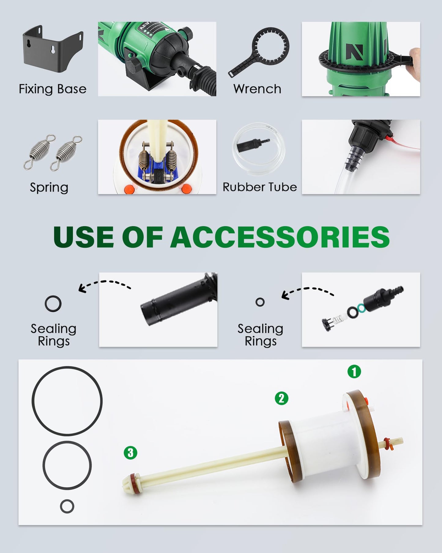 NEWTRY 0.2%~2% Fertilizer Injector w/ 10pcs Springs