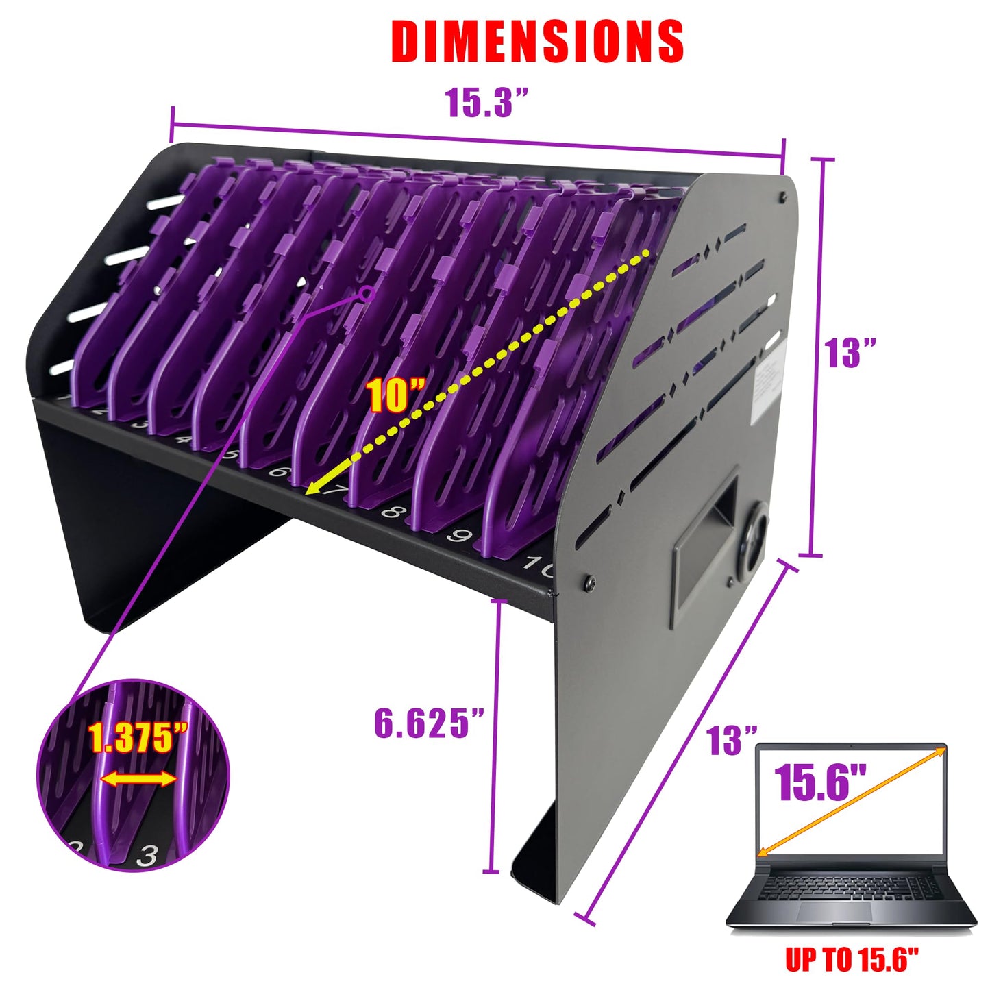 Powervize 10-Device Charging Station for Laptops, Tablets & E-Readers