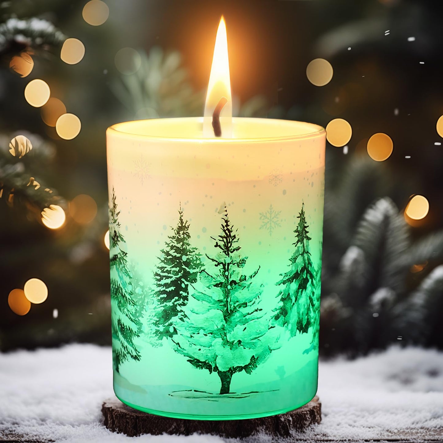 Electricwise Christmas Scented Candle Gift Set for Women, Candles Can Change Into 7 Colors, Winter Candle with 7.6oz Soy Wax Fir Holiday Candles for Christmas Women Gift(Snow Forest)