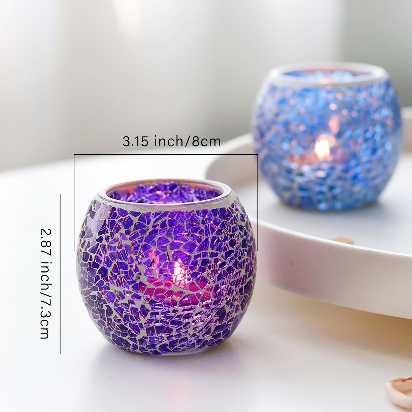 Ocean Blue Glass Votive Candle Holder – Crackle Votive Style, Adds Vibrancy to Table Centerpieces (1 Pack)
