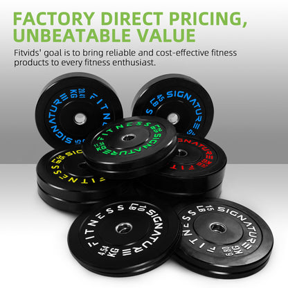 Fitvids 2" Olympic Bumper Weight Plates 260 LB Set, Colored