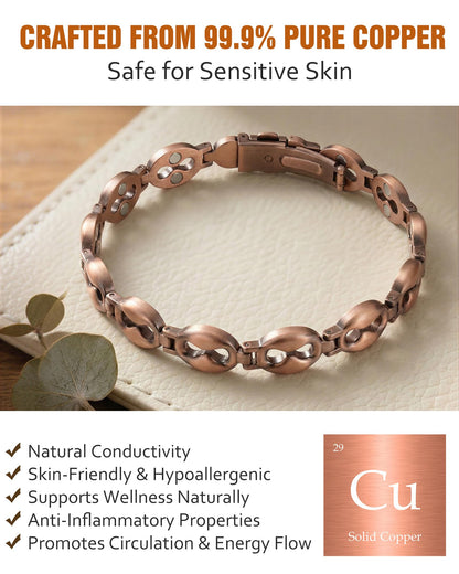 Jecanori Infinity Copper Bracelet for Women, Magnetic Bracelet with 3500 Gauss Magnets, Valentines Day Birthday Pure Copper jewelry Gift