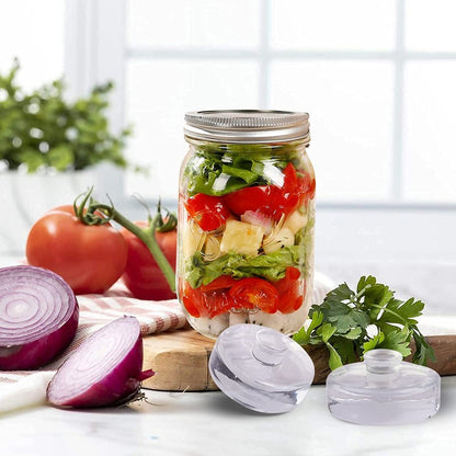 Eleganttime 4 Pack Easy Grip Handle Glass Fermentation Weights Great Mason Jar Wide Mouth Canning Fermenting Pickling Sourkrout Kraut Weight Fermentation Kit
