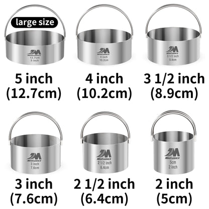 M JINGMEI Biscuit Cutter Set for baking 2inch 2.5inch 3inch 3.5inch 4inch 5inch large size Round Cookies Cutter with Handle Professional Baking Dough Tools 6pcs set