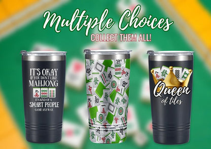 Onebttl Mahjong Gifts for Women/Men, Funny Gifts for Mahjong Lovers, 20oz (590ml) Insulated Stainless Steel Cup, Birthday, Christmas -White
