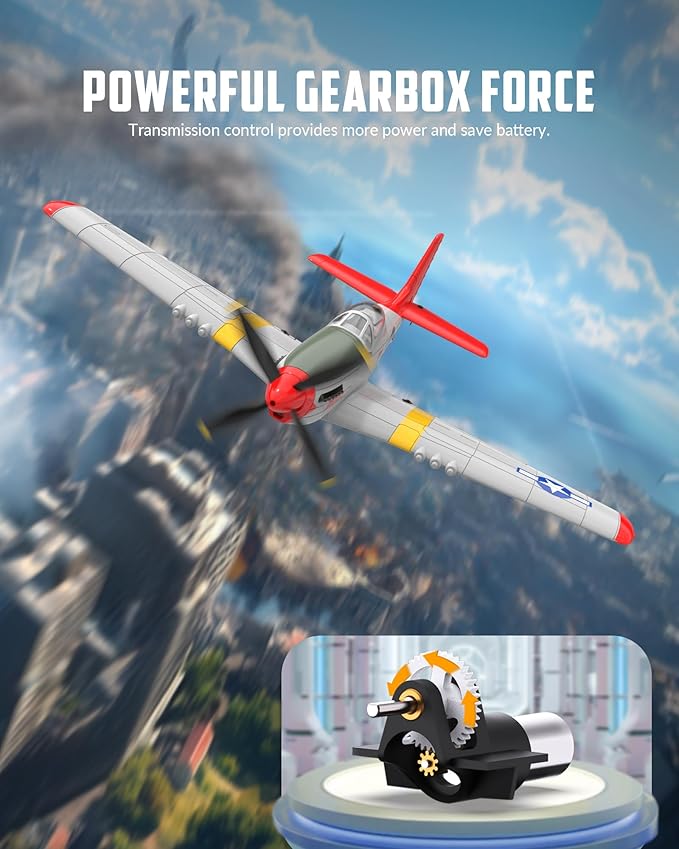 VOLANTEXRC RC Plane 4 Channel Remote Control Airplane Fighter RTF with 6-Axis Gyro 3 Modes &amp Aerobatics Easy to Fly 2.4GHz Radio Controlled Aircraft for Beginners &amp Adults P51D Mustang Re