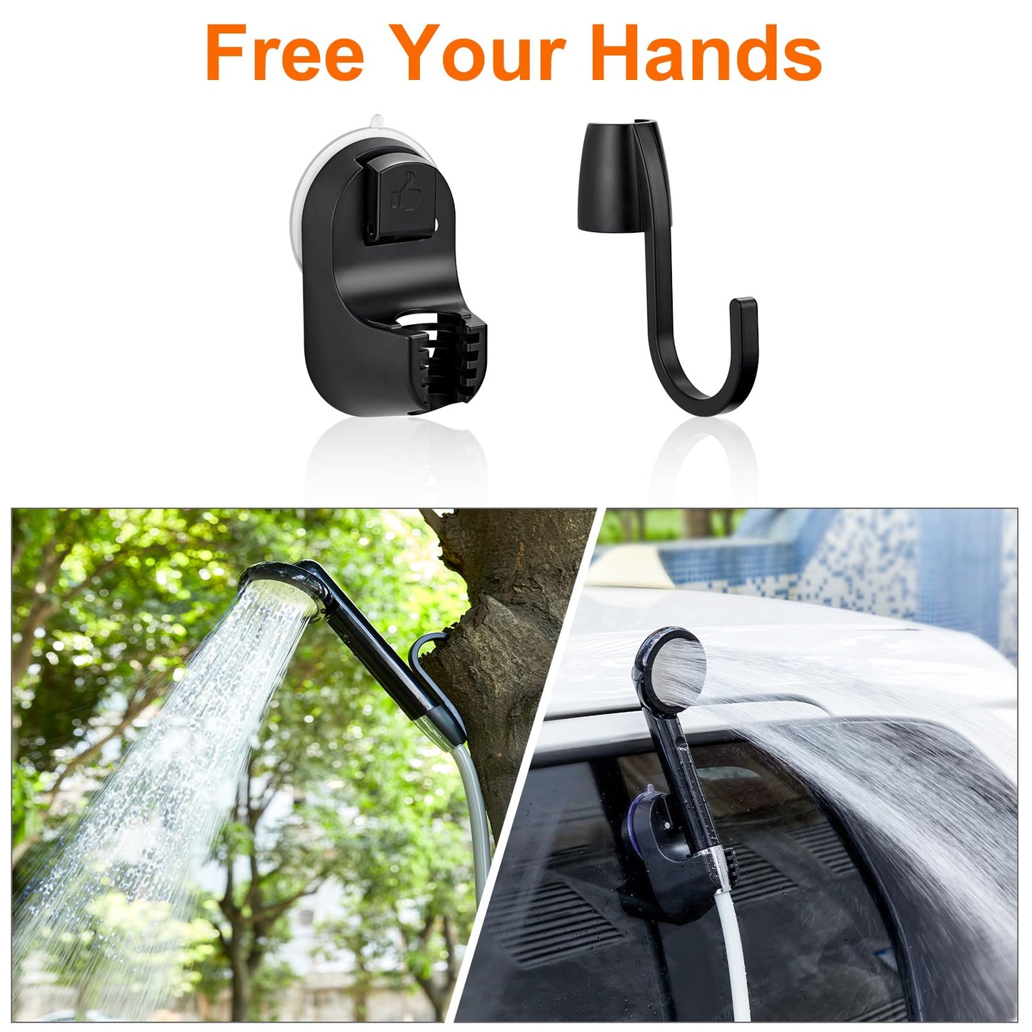KEDSUM Portable Camp Shower, Camp Shower Head with Two Rechargeable Batteries, Portable Outdoor Shower for Camping, Hiking, Traveling JP-2040