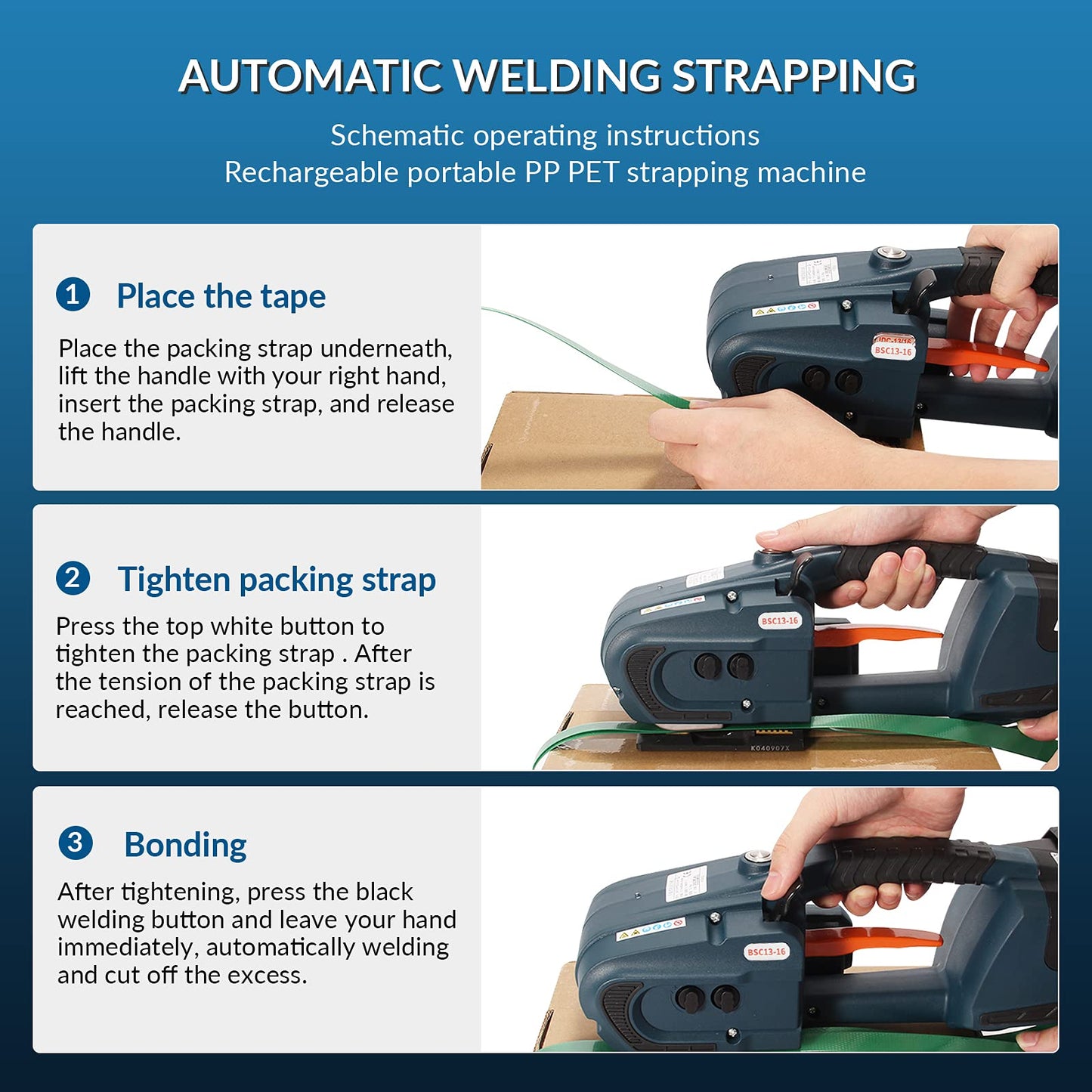 BAOSHISHAN Dual 4000mAh Automatic Electric Strapping Machine