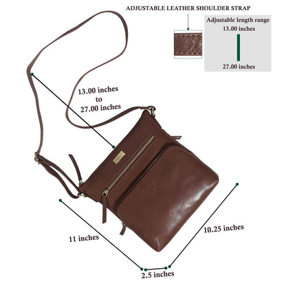 ASSOTS Smart Leather Crossbody Bag for Women – Triple Zip Crossover Purse Travel Bag Fits iPad Pro 11”
