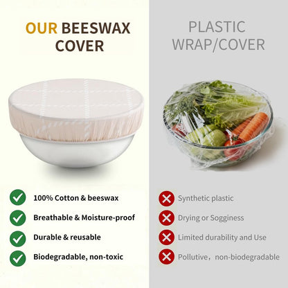 Reusable Bowl Covers for Bread Proofing- 3pc Beeswax Bowl Covers Reusable 8/10/12 Inch, 100% Organic Cotton, Elastic Cover for Sourdough- Shower Caps for Sourdough Bread, Dough Proofing & Food Storage