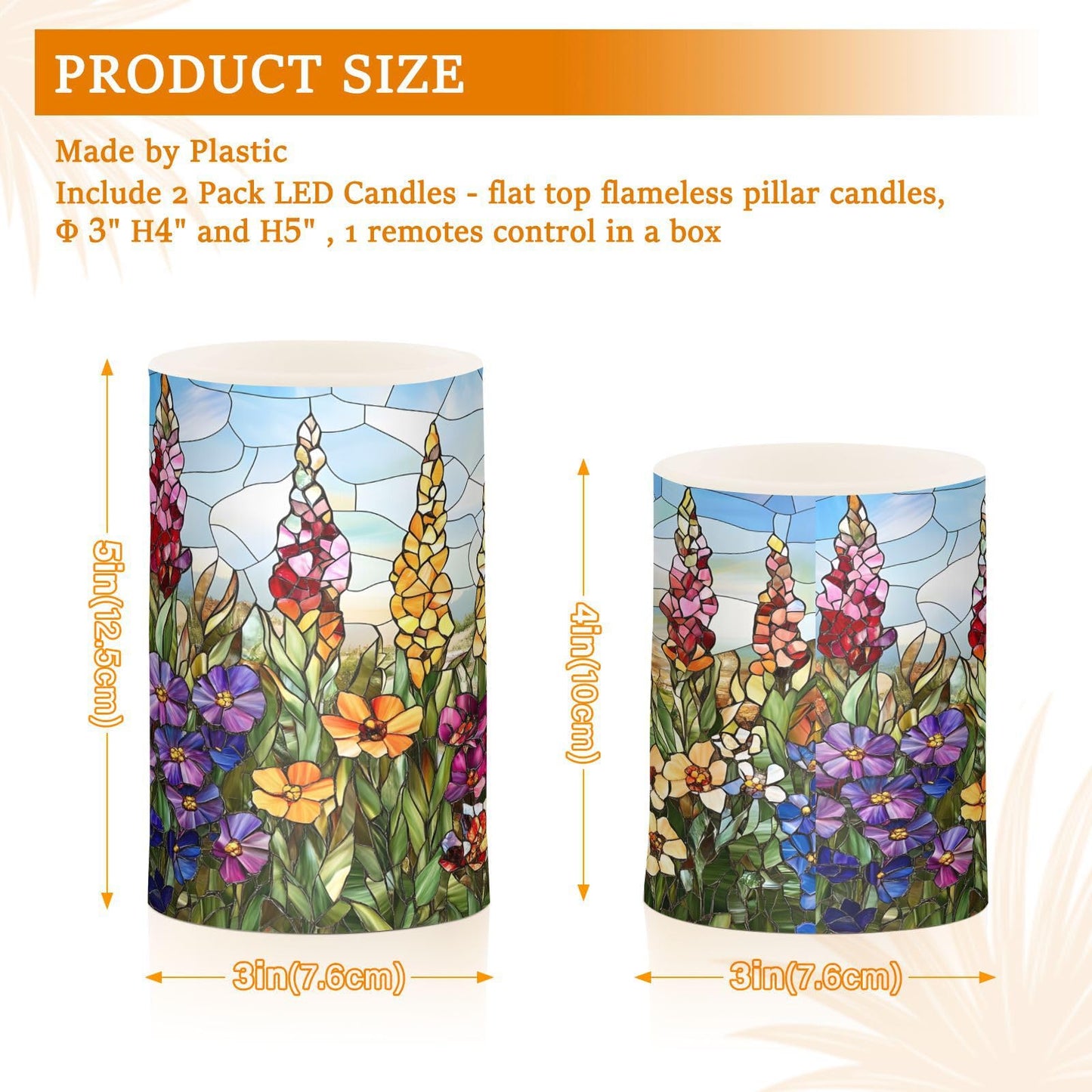 ALAZA Flickering Flameless Candles Mexico Art Flowers Spring Battery Operated Candles with Remote Timer LED Pillar Votive Candles Set of 2 for Holiday Decor