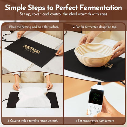 Dougvera Bread Proofing Mat 13 x 21In Bread Proofer Warming Mat for Food – Temperature Controlled Sourdough Heating Pad for Home Baking – Waterproof Casing – 2.1M Cord with Standard Plug
