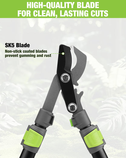 WORKPRO Extendable Bypass Lopper for Gardening, 25-37" Branch Cutter with 1.5" Cutting Capacity, Heavy Duty Pruning Shear Featuring Gear System for Tree Trimming, Tree Cutter Handheld with SK5 Blade