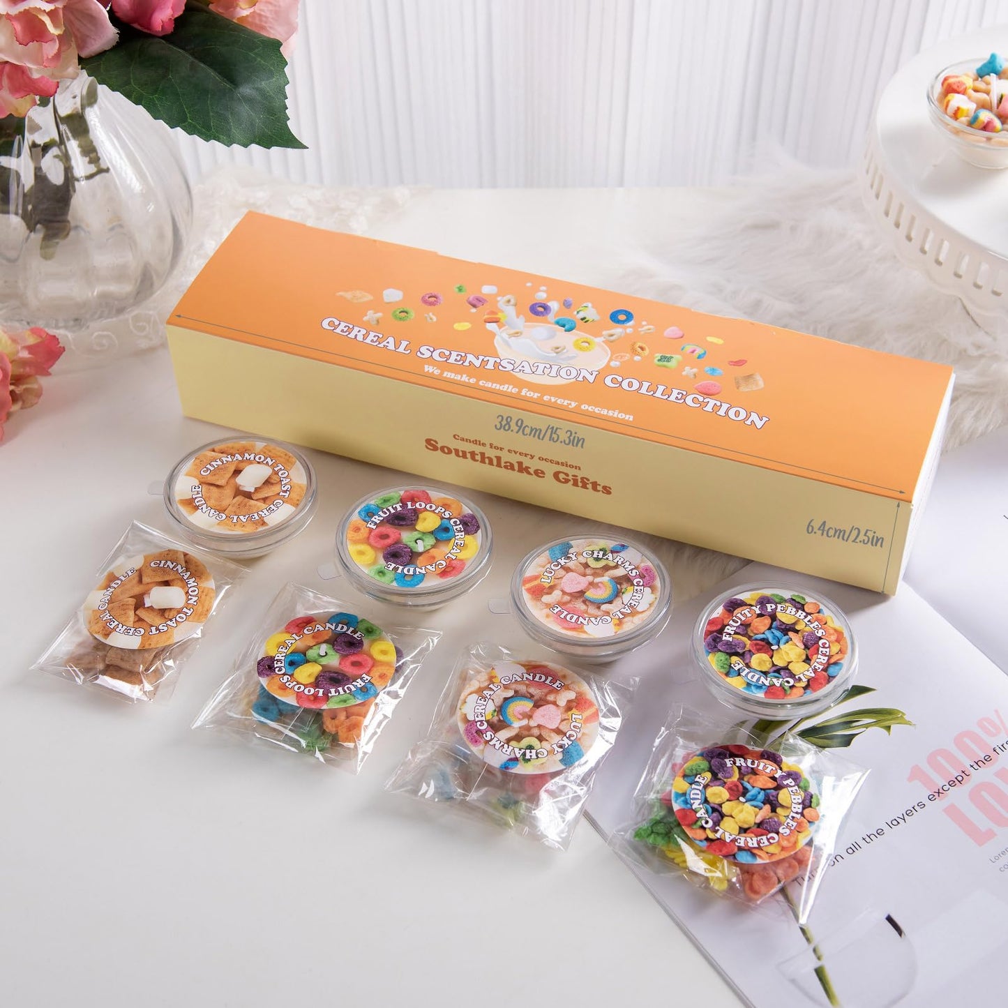 Mini Mix Funny Cereal Bowl Scented Soy Vegetable Wax Candles for Birthday Party Wedding Favor (4pcs/Pack)