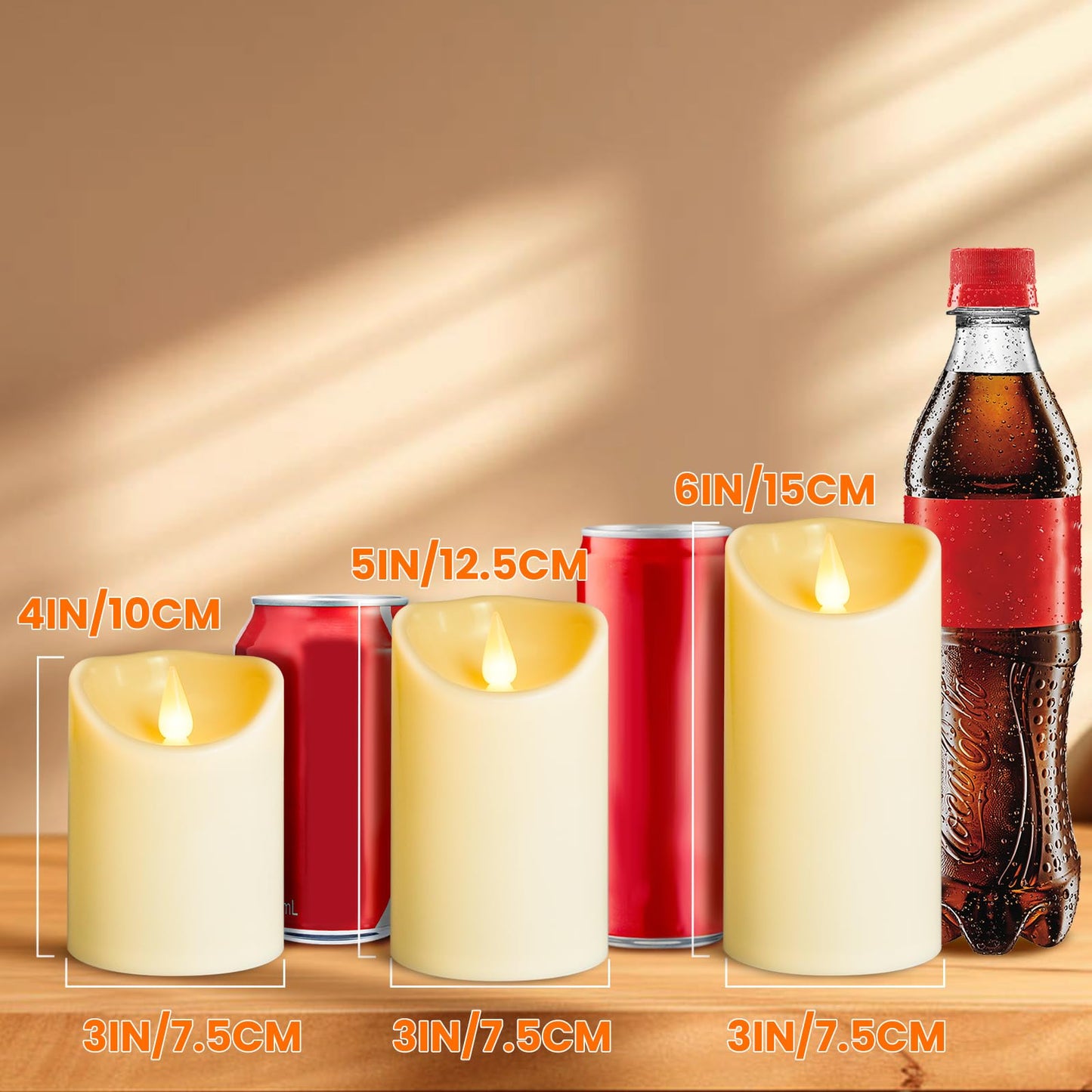 YIWER Plastic Flameless Battery Candles,Battery Powered LED Candle with Remote Control and Timer Electric Fake Flickering Light Pack of 3 D3 H4 5“6“