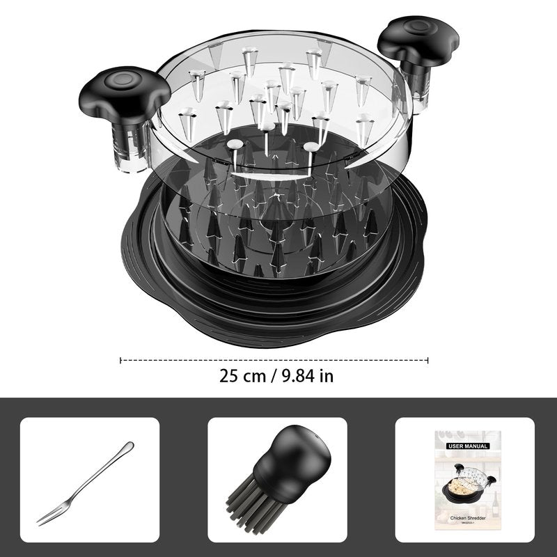 SURETIVIAN Chicken Shredder Large Chicken Breast Shredder Tool Twist with Brush&Fork, Visible Meat Shredder Machine, Strong Anti-Slip Strip, Ergonomic Handle, BPA Free, Suitable for Pork Beef Chicken
