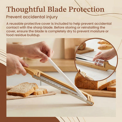 COOKEERS Adjustable Sourdough Bow Bread Knife – Large Bread Slicer for Homemade Bread with Serrated Stainless Steel Blade&Precision Thickness Guide, Even Slice Cutter for Baguettes, Bagels.