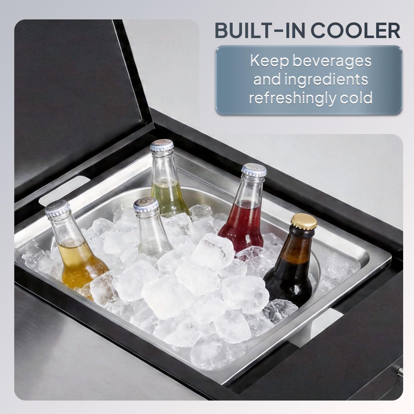 ROVSUN Outdoor Grill Cart with Sink, 304 Stainless Steel Sink with Chilly Bin Cooler, Rolling Kitchen Prep Island with Cabinet, Bottle Opener, Rubbish Rack, Patio, Gardens, Backyards