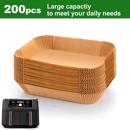 Rectangle Air Fryer Liners for 6 Quart Dual Basket, Ninja double Dual Liners Disposable, 200Pcs Rectangular Parchment Paper Liner for COSORI 9Qt Double Air Fryer with 2 Baskets
