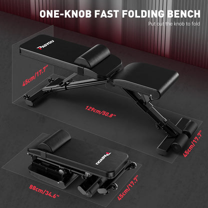 PASYOU Adjustable Weight Bench Full Body Workout Multi-Purpose Foldable Incline Decline Exercise Workout Bench for Home Gym