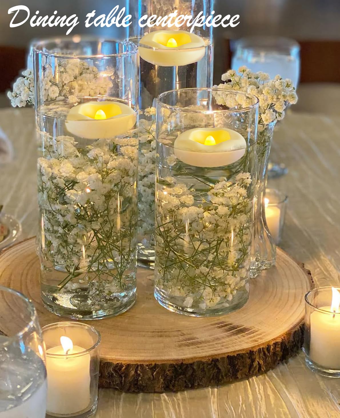 Auemaniliy 48-Pack 2” Floating Candle, 200 Hour Water Activated Warm White Battery Powered Flameless LED Floating Candle Floating for centerpieces/Bathtub/Pool/Fountain